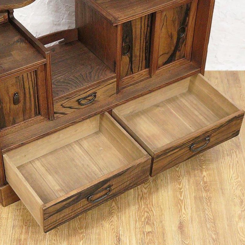 茶箪笥 日本製 ケヤキ 黒柿 大正昭和レトロ