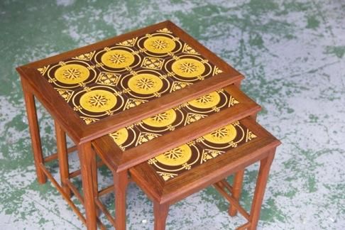 ダニッシュヴィンテージ タイルトップネストテーブル/088