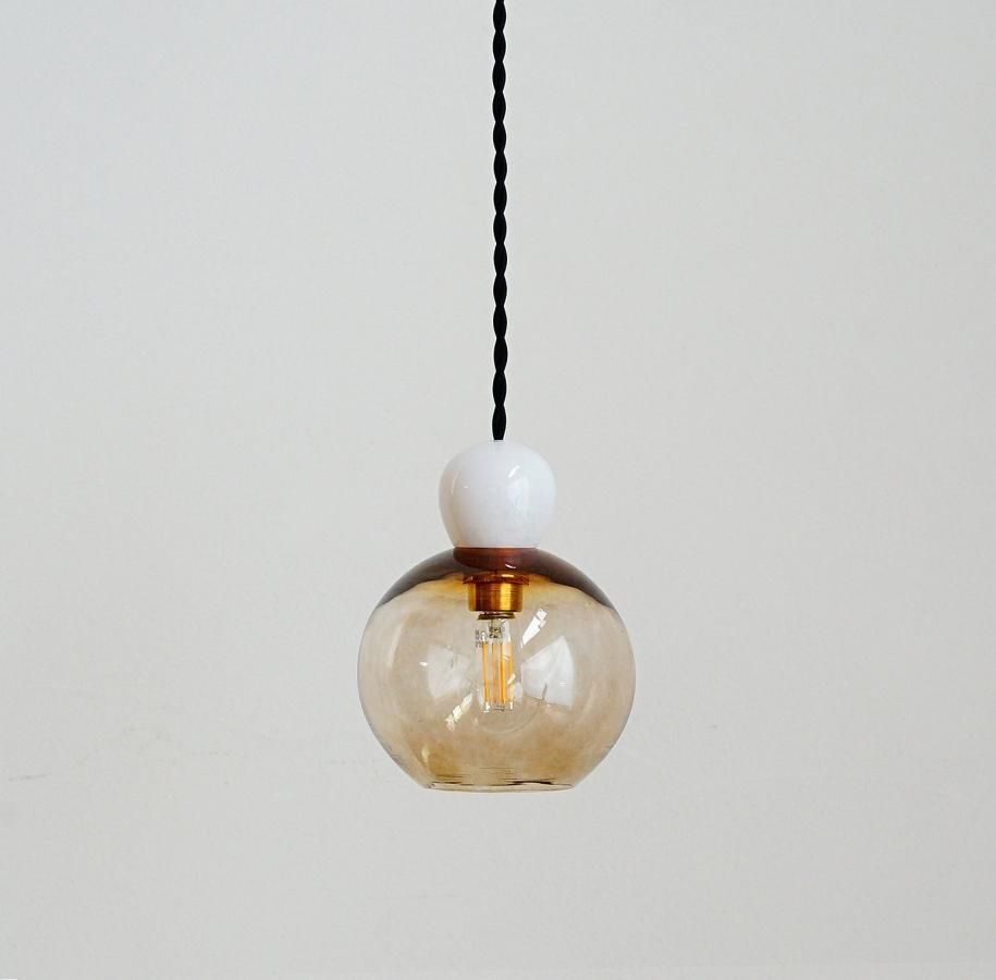 吹きガラスのペンダントライト 13cm Brown（コード1m）｜yoiyoin