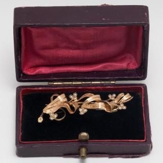 ビクトリアン 9金 アメジスト シード パール 花輪 ブローチ 1900年頃