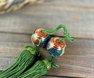 九谷焼 風鎮 掛け軸用 青粒+金花詰(傑作)-百華園