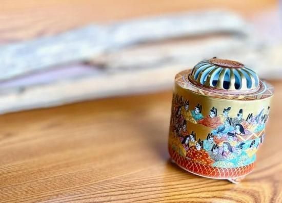 九谷焼 香炉 本金 百人一首 -百華園