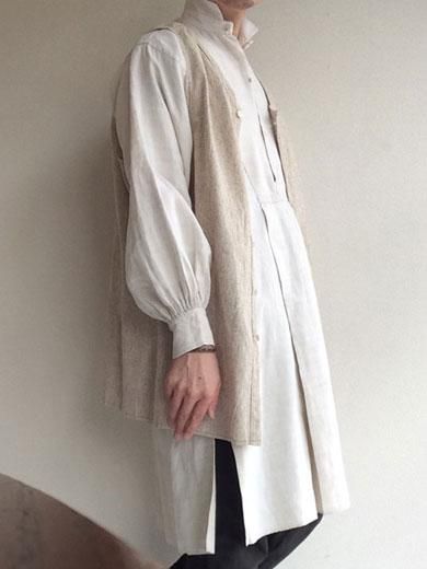 1900～1920年代 フランスアンティークリネン スモックシャツ エクリュ