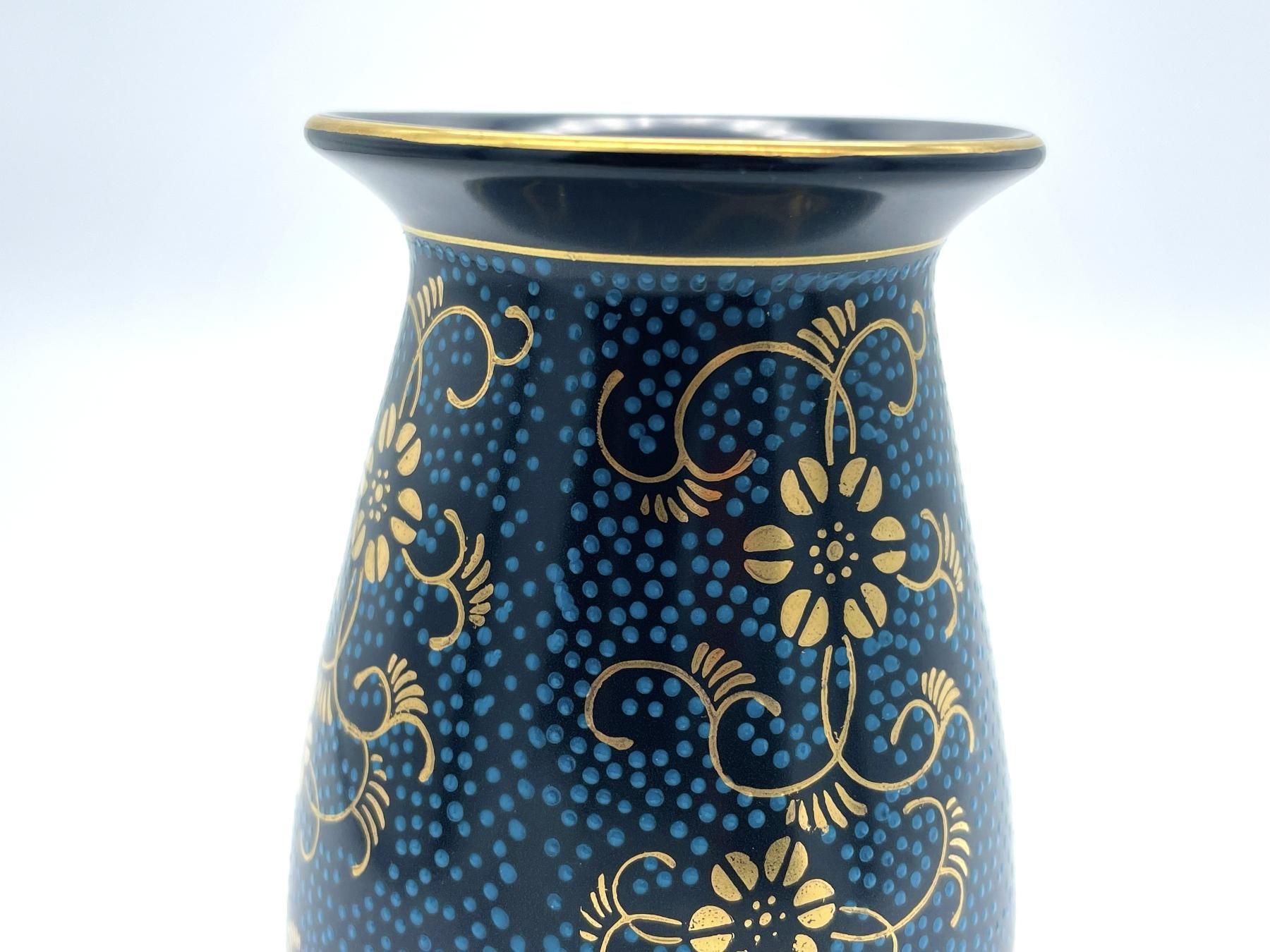 花瓶 九谷焼 青粒鉄仙 6号