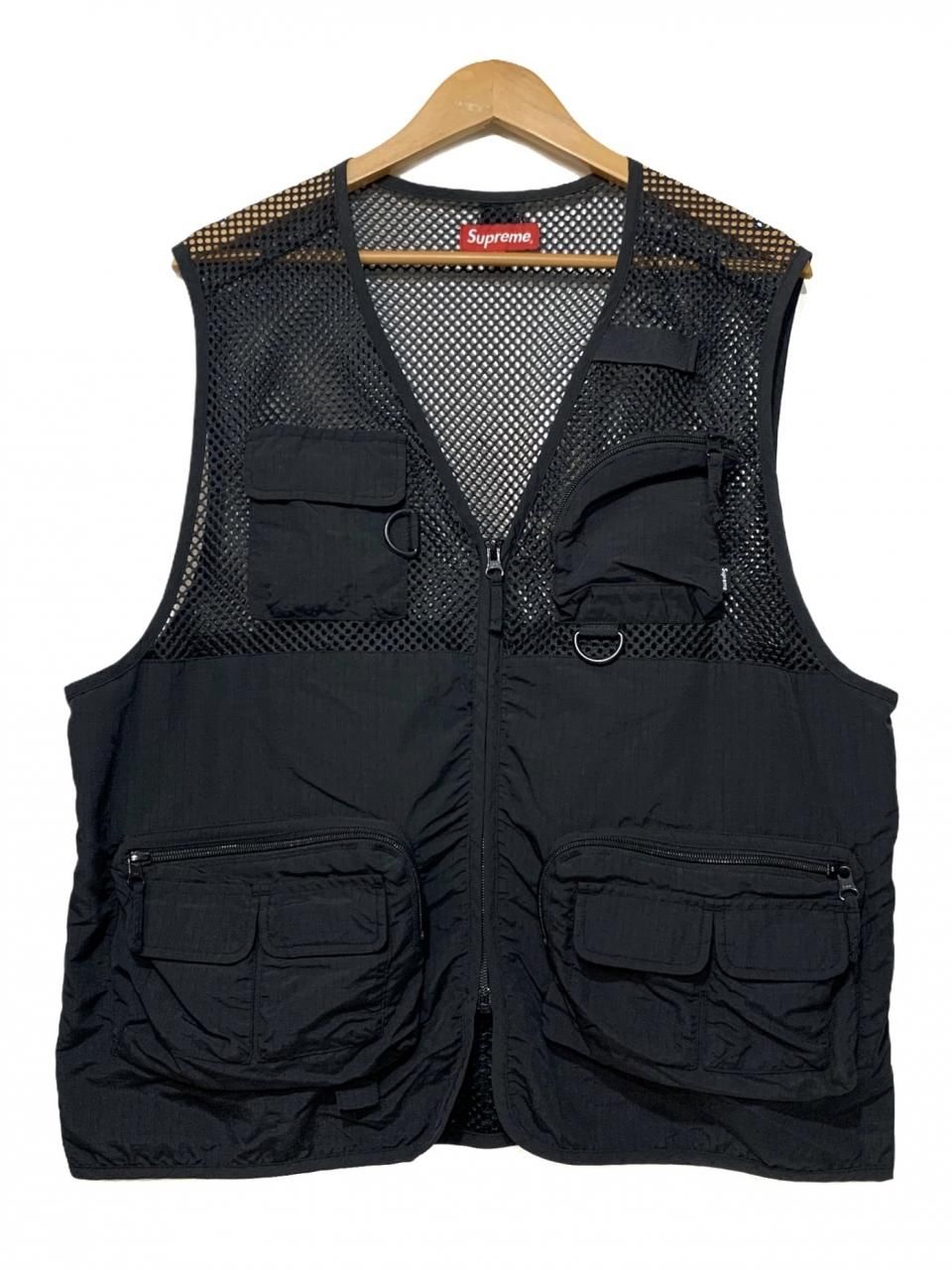 18SS SUPREME Mesh Cargo Vest 黒 L シュプリーム メッシュ カーゴ
