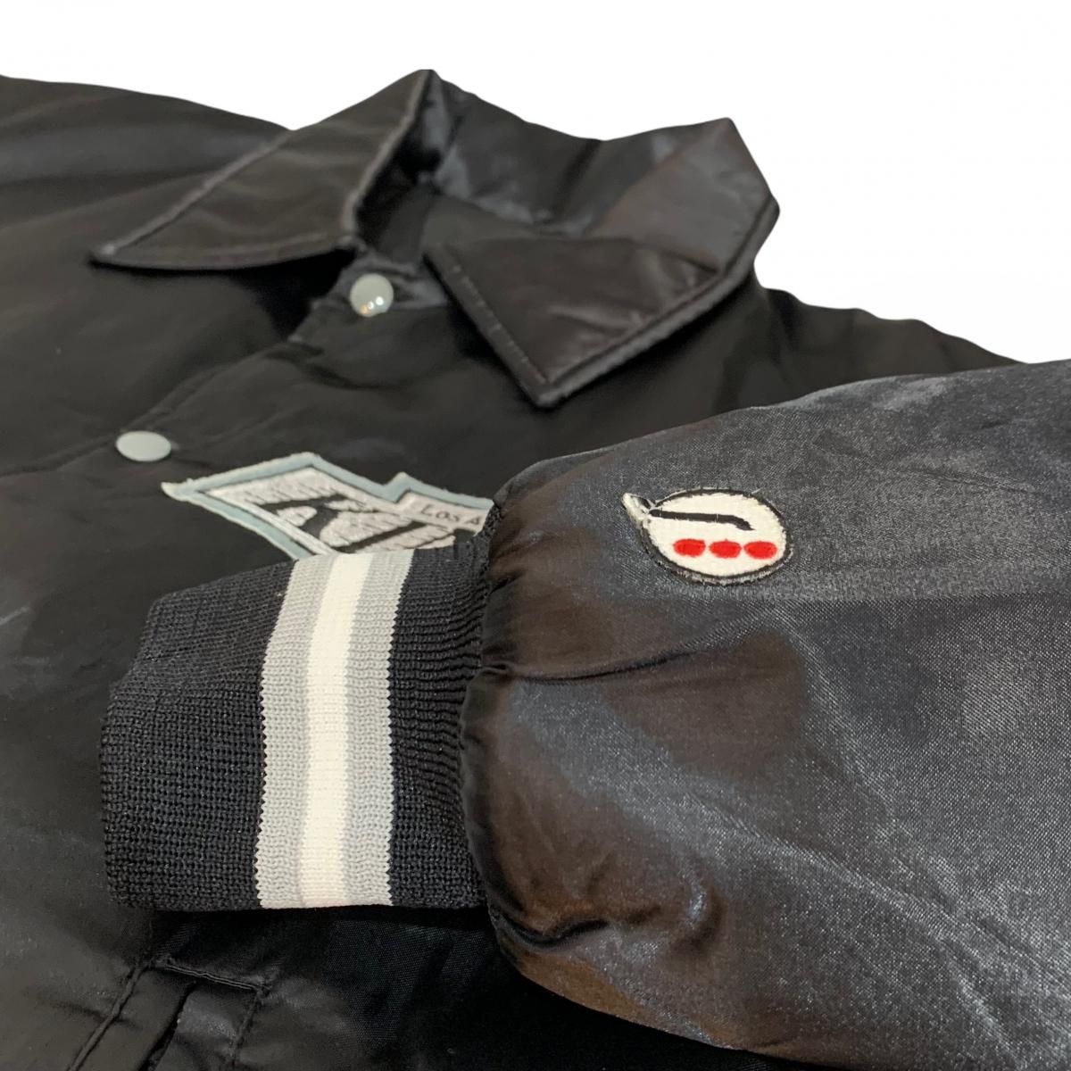 カナダ製 90s Los Angeles Kings Satin Varsity Jacket 黒 L