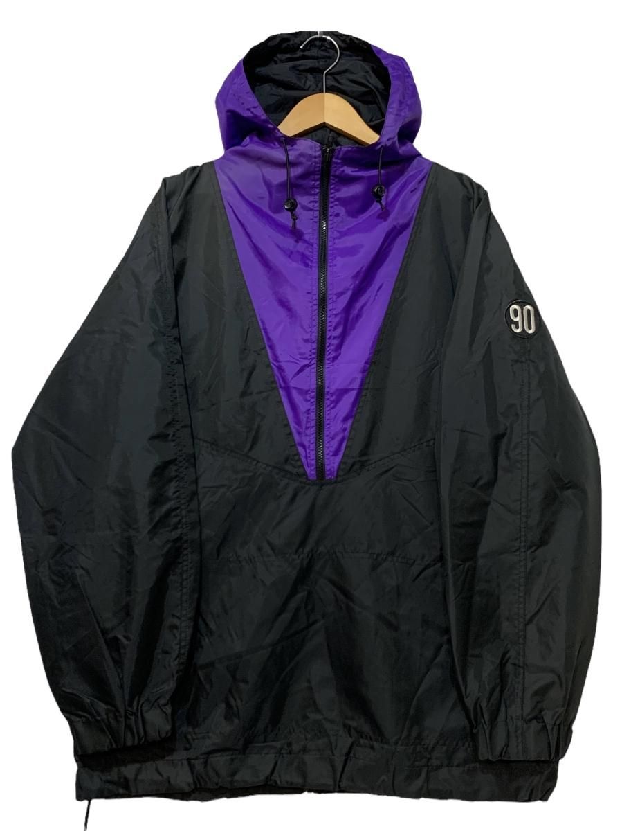 90 SKATEBOARD Nylon Anorak Parka 黒紫 L ナインティ スケートボード