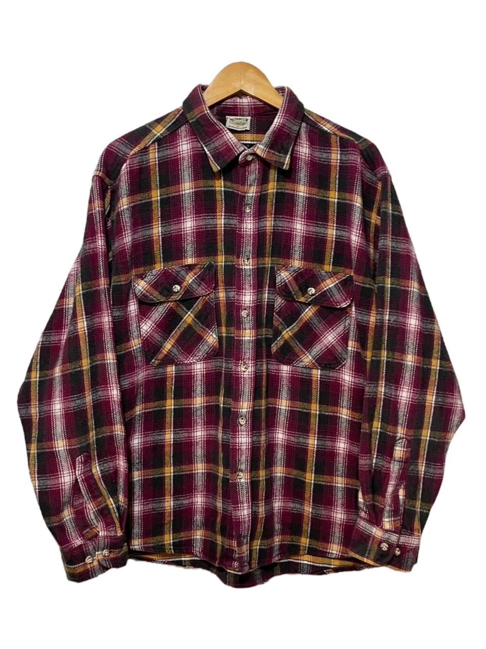 90s FIVE BROTHER Check Flannel L/S Shirt 紫黒黄 XL ファイブ