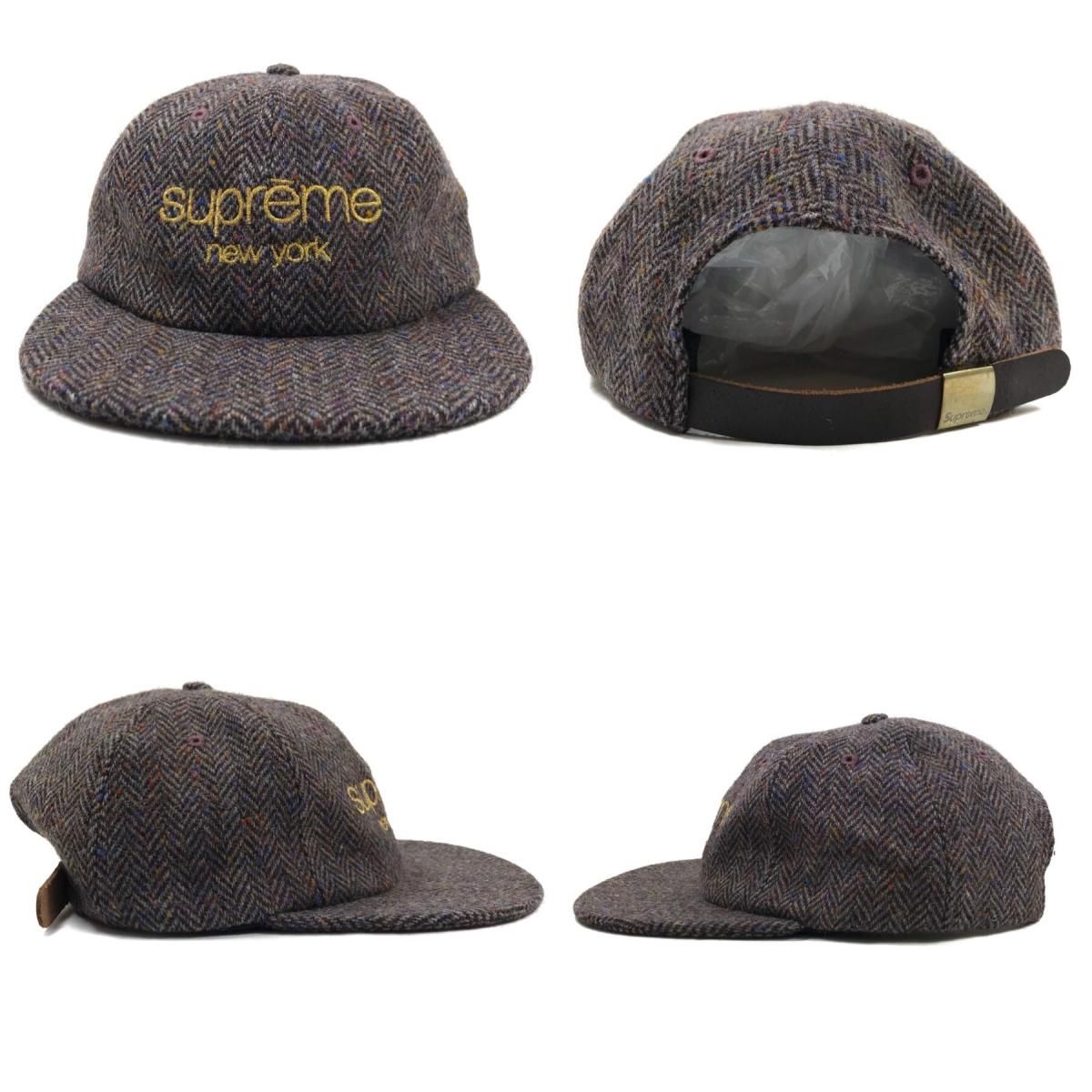 16AW SUPREME Wool Herringbone Classic Logo 6-Panel Cap (PURPLE