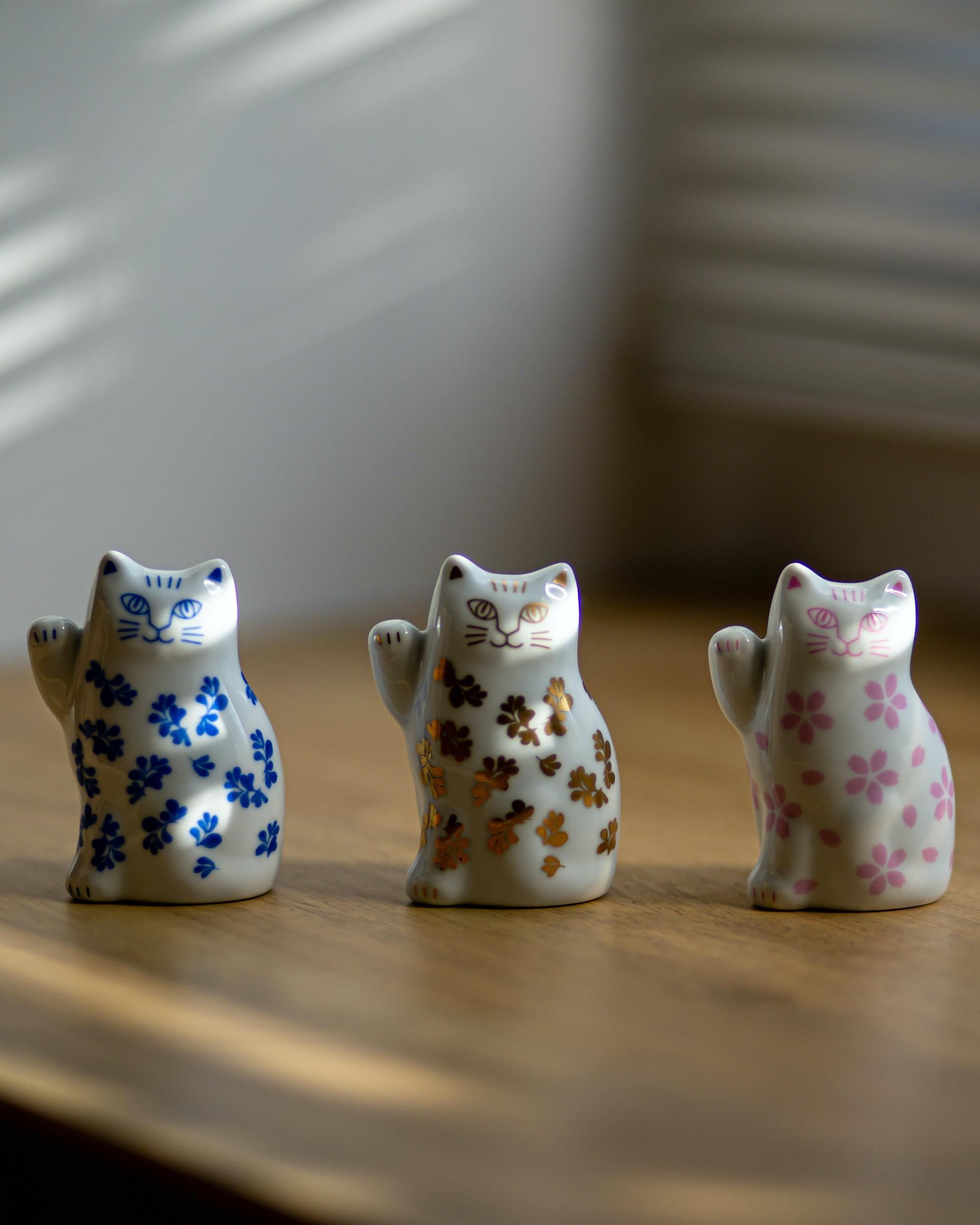 Lisa Larson (リサ・ラーソン) まねくねこのこ(ブルー)【招き猫・置物