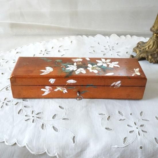 フランスアンティーク花柄フラワーベース 専用木箱付き フランス