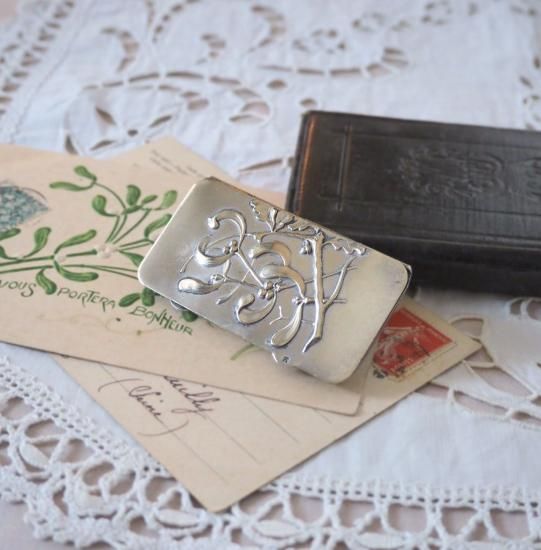 アンティーク シルバーケース | フランス 20世紀初頭 ヤドリギの切手