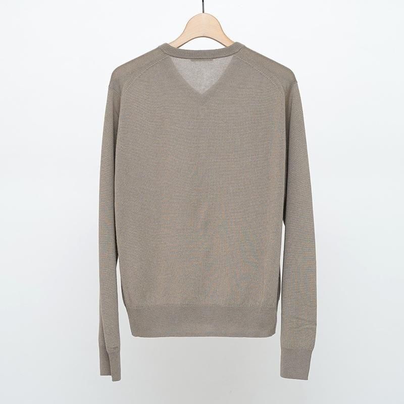26 S/S】【AURALEE】SUPER FINE CASHMERE SILK KNIT V-NECK P/O KHAKI