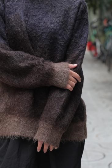 ssstein | シュタイン GRADATION MOHAIR KNIT LS(KHAKI/DARK NAVY