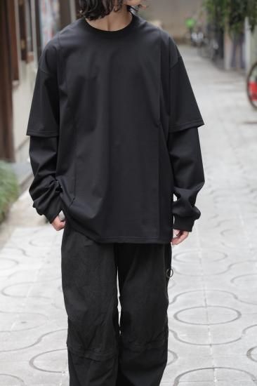 stein | シュタイン OVERSIZED LAYERED SLEEVE TEE(BLACK) / オーバー
