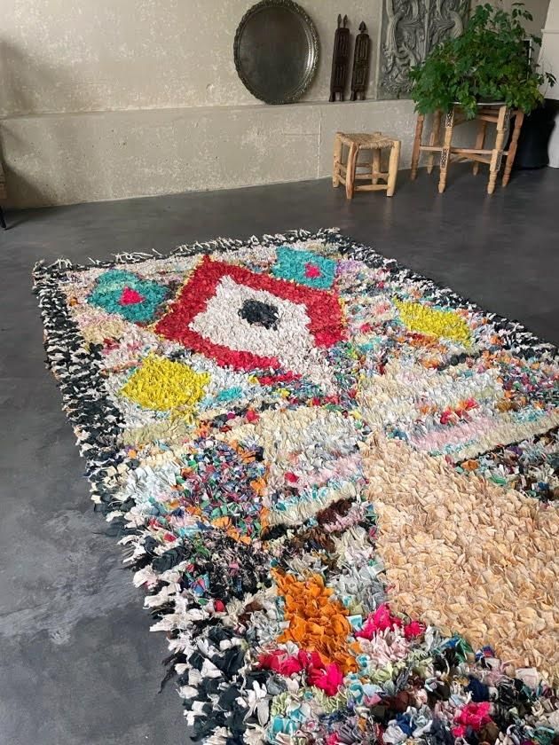 モロッコラグ「ボシャルウィット」ピンクイエロー,RBO35サステナブルな