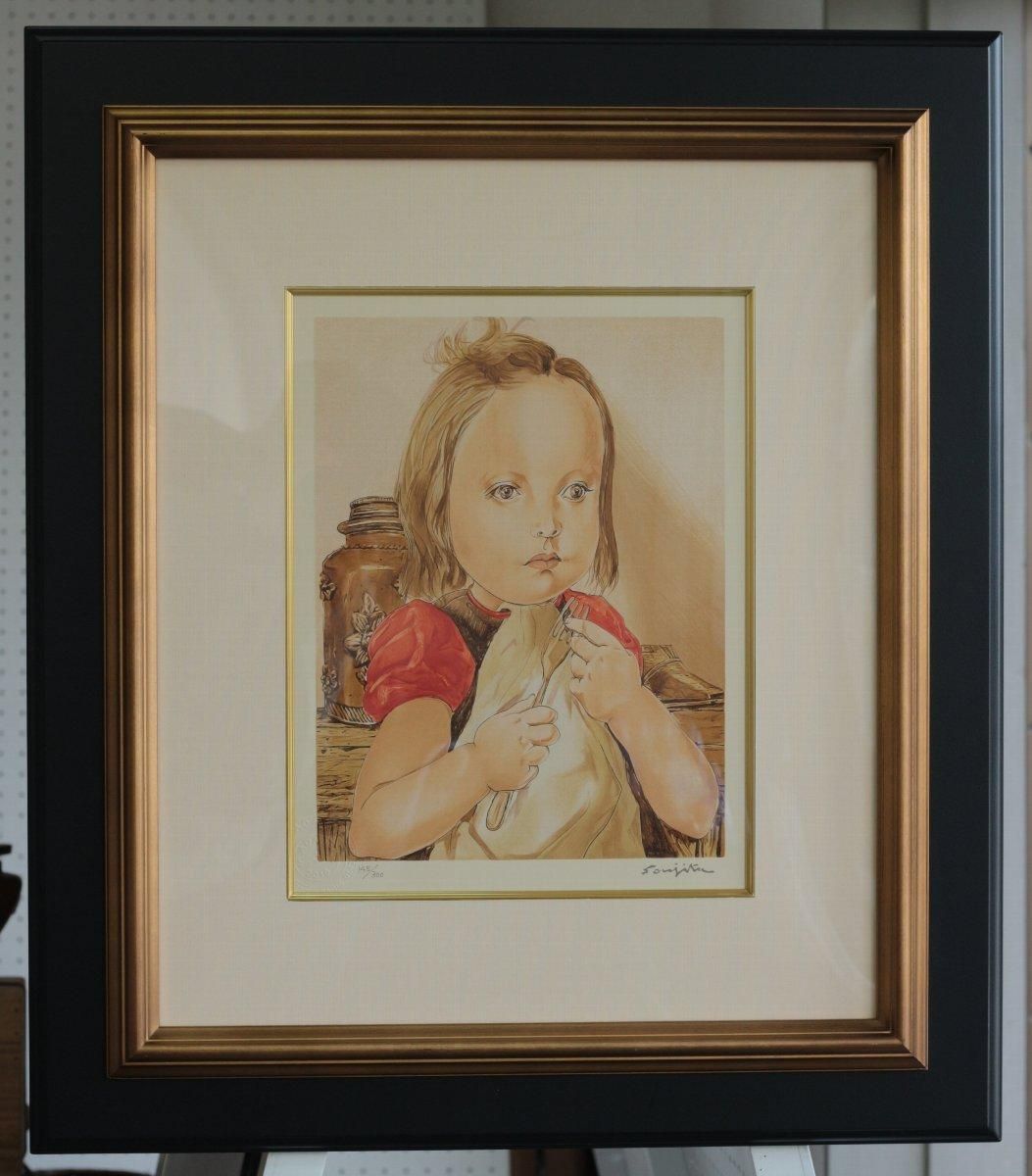 シルクスクリーン版画 レオナールフジタ「 フォークを持つ少女」商品