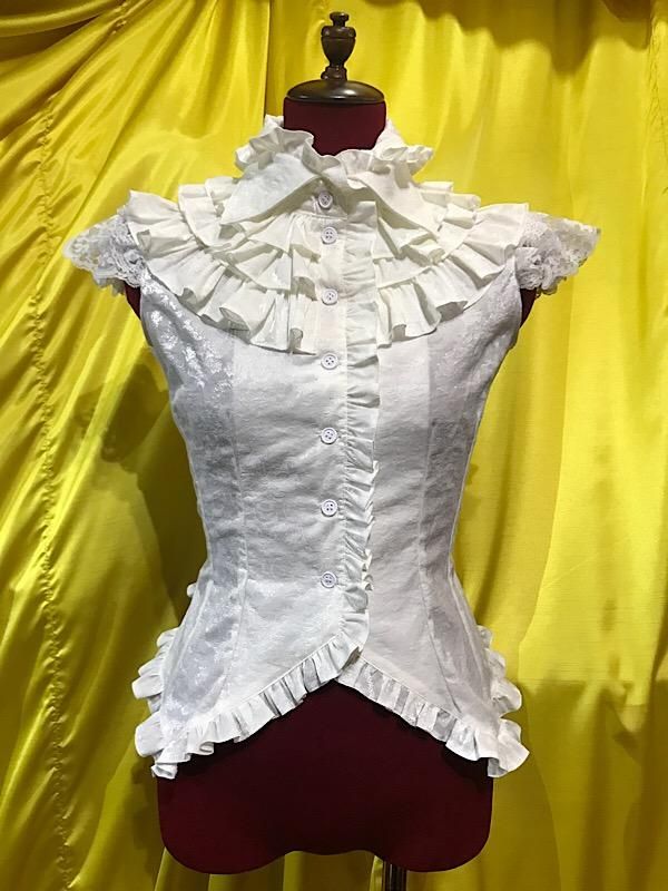 ◇受注商品◇別タイ付きヴィクトリアンフリルブラウス：白 - MARBLE