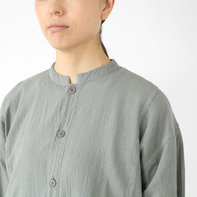 ヂェン先生の日常着｜スタンドカラーポケットシャツ ライトグレー