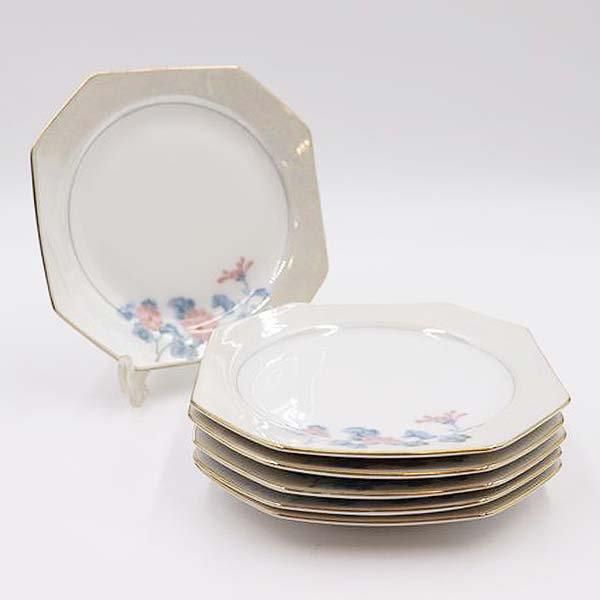 大正時代の上品なノリタケケーキ皿 小菊とピンクの花