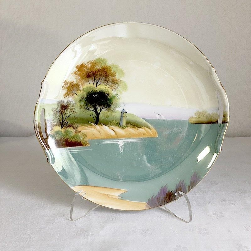 レアなオールドノリタケ湖畔風景プレート