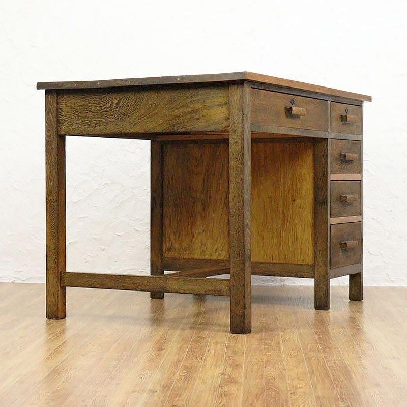 ヴィンテージ 昭和レトロ 木製 片袖机 勉強机 日本製