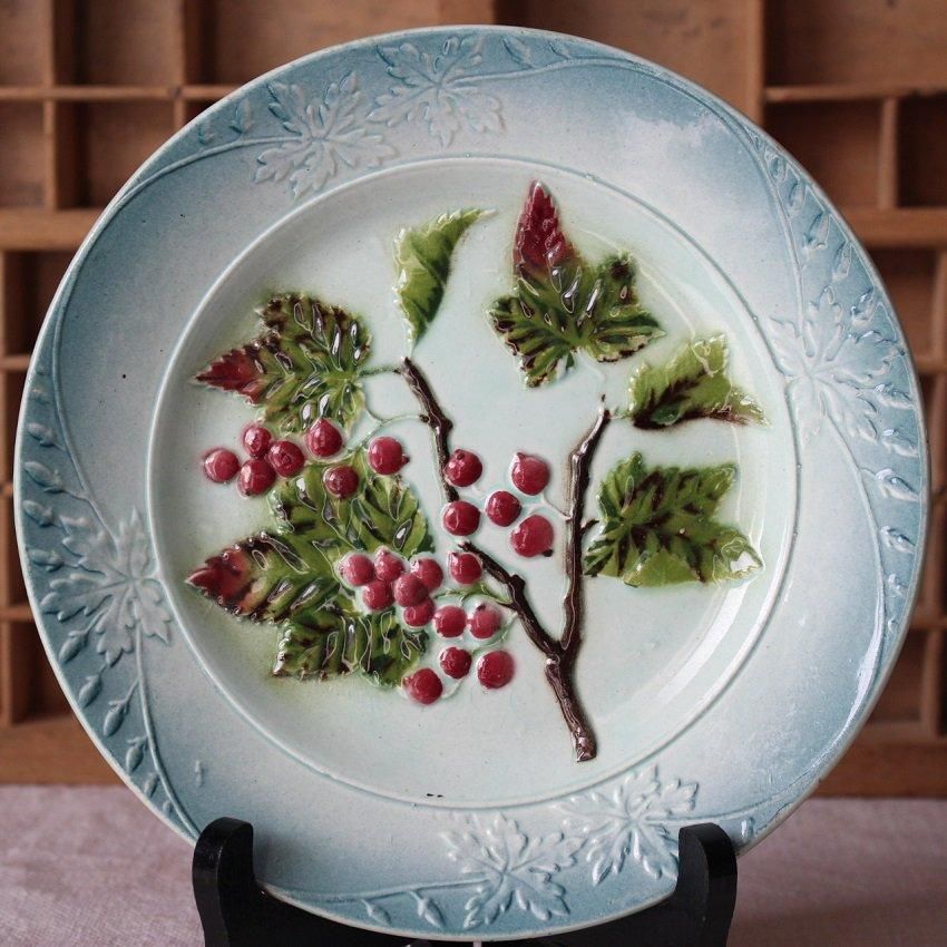 フランス アンティーク バルボティーヌ皿 赤い実