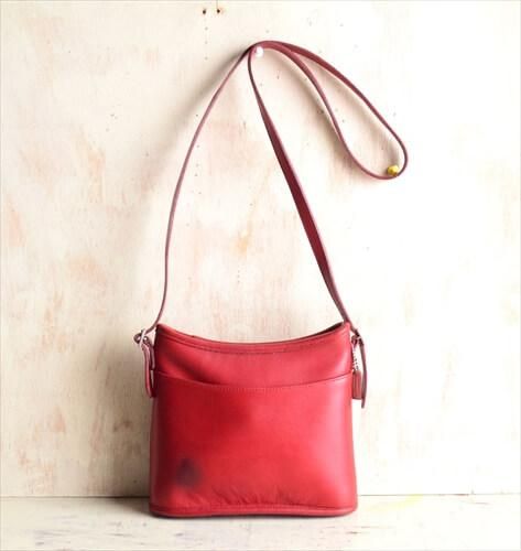オールドCOACH ショルダーバッグ 本革 赤色 USA製