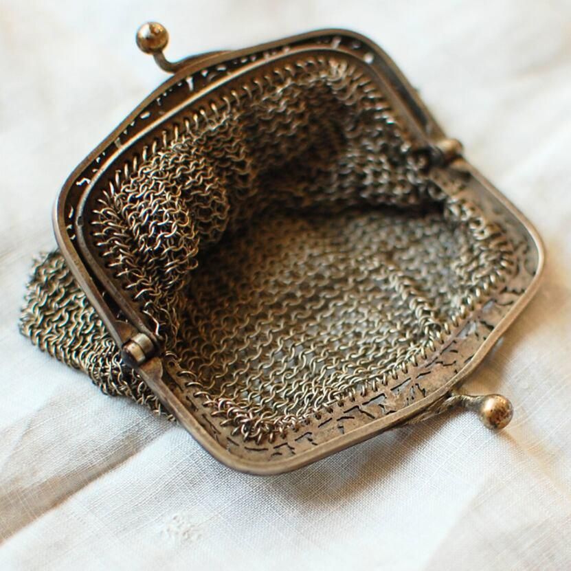 ヴィンテージ シルバーメッシュコインパース シャトレーン