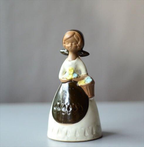 ドイツ 陶器 フラワーガール テーブルベル アンティーク