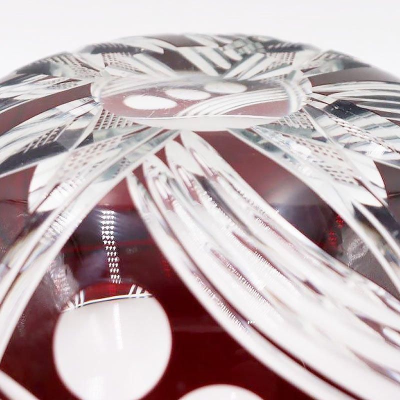 アンティーク赤切子ボウル 大正ロマンの幾何学模様