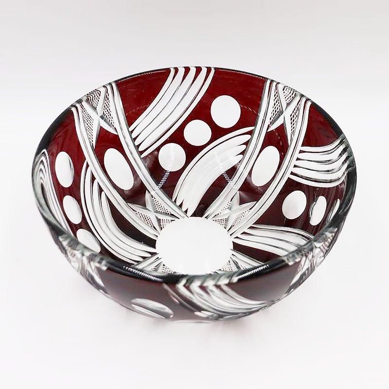 アンティーク赤切子ボウル 大正ロマンの幾何学模様