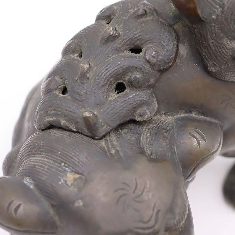 大正時代のアンティーク獅子香炉 重厚な存在感