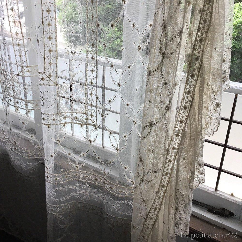 フランス アンティーク チュールレースベッドカバ