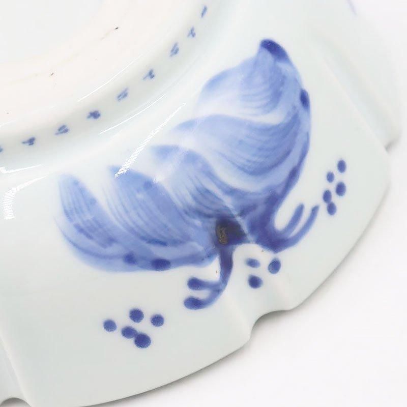 伊万里 手描き染付 中鉢 輪花 ブルー アンティーク