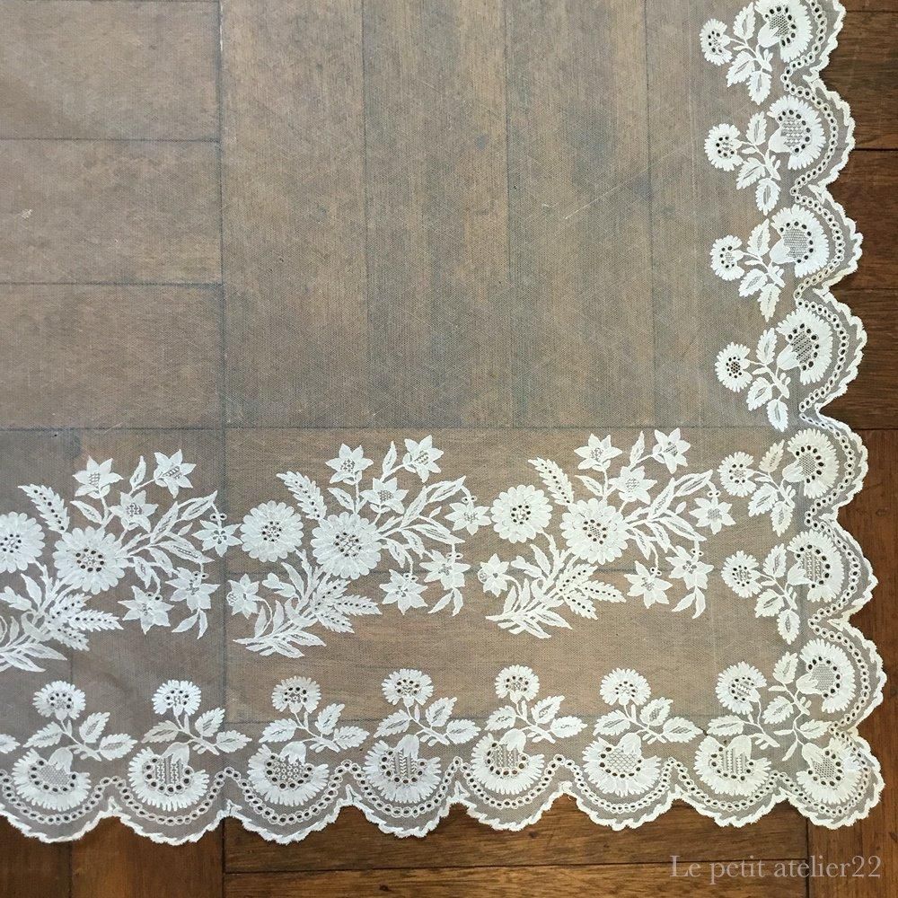 長方形) フランス 19世紀 アンティーク ウエディングベール チュール