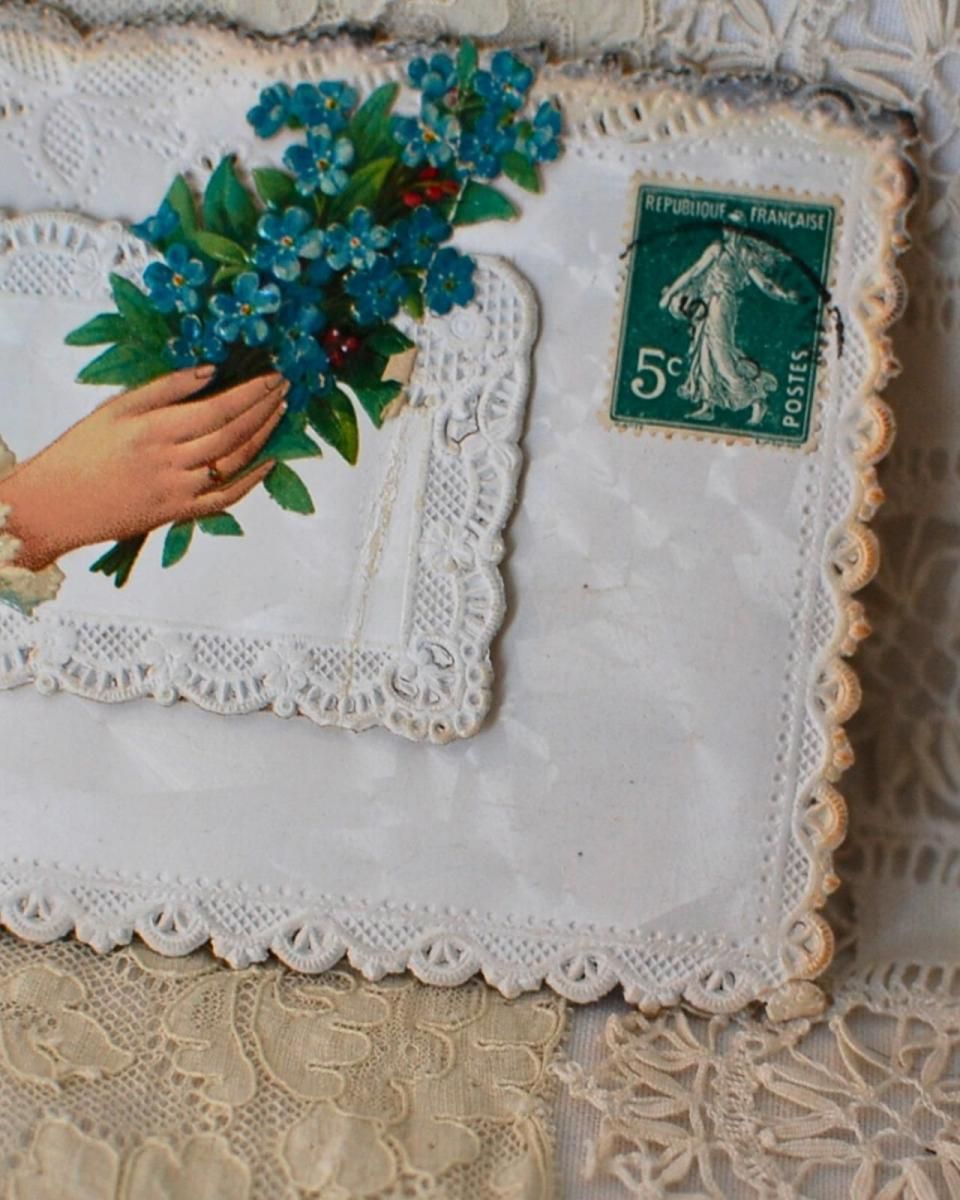 アンティークポストカード フランス製 忘れな草ブーケ