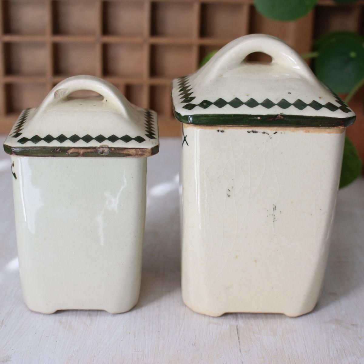 フランス アンティーク 陶器キャニスターセット