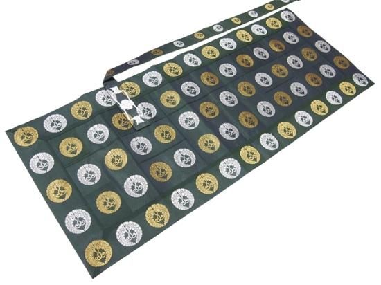 五条袈裟 夏用 大五条袈裟 下藤紋 絽無地 緑No.4 白金紋／お仏具・法衣