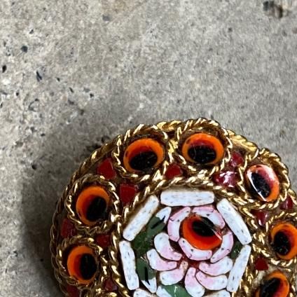 1960年代 ガラス メタル ローマンモザイクブローチ（1960's Glass