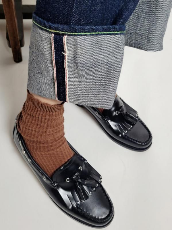 G.H.BASS (ジーエイチバス)キルトタッセル ローファー/studs BLACK