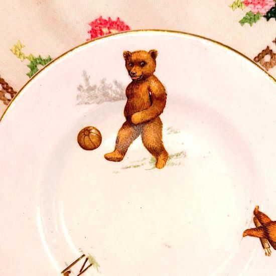 ドイツ1910頃 ＊ スポーティング・ベア ＊ ミニプレート ＊ 直径13cm