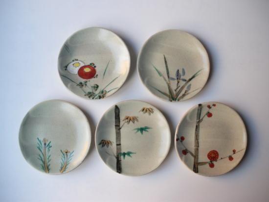 乾山写 絵変わり 銘々皿 五客入り (共箱)幸兵衛窯 - 茶道具販売 栗林園