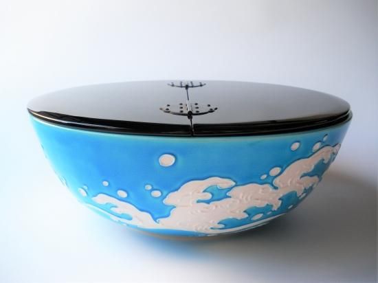 浅黄交趾 荒磯波平水指 (共箱) 中村翠嵐 - 茶道具販売 栗林園