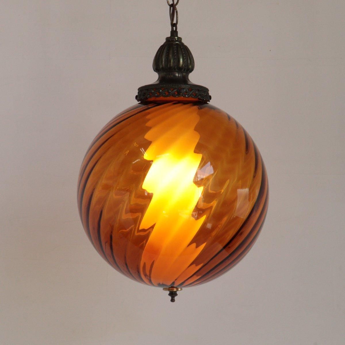 照明 ペンダントライト ヴィンテージ アンバーガラス アメリカ