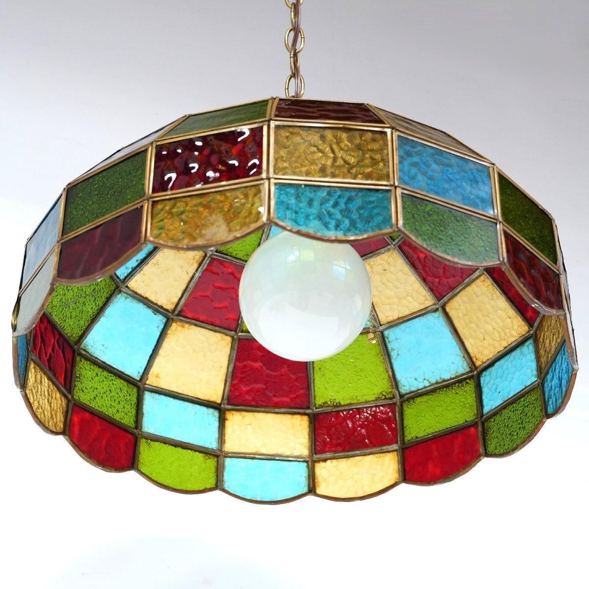 ヴィンテージ ペンダントランプ ステンドグラス -通販-ローズボール