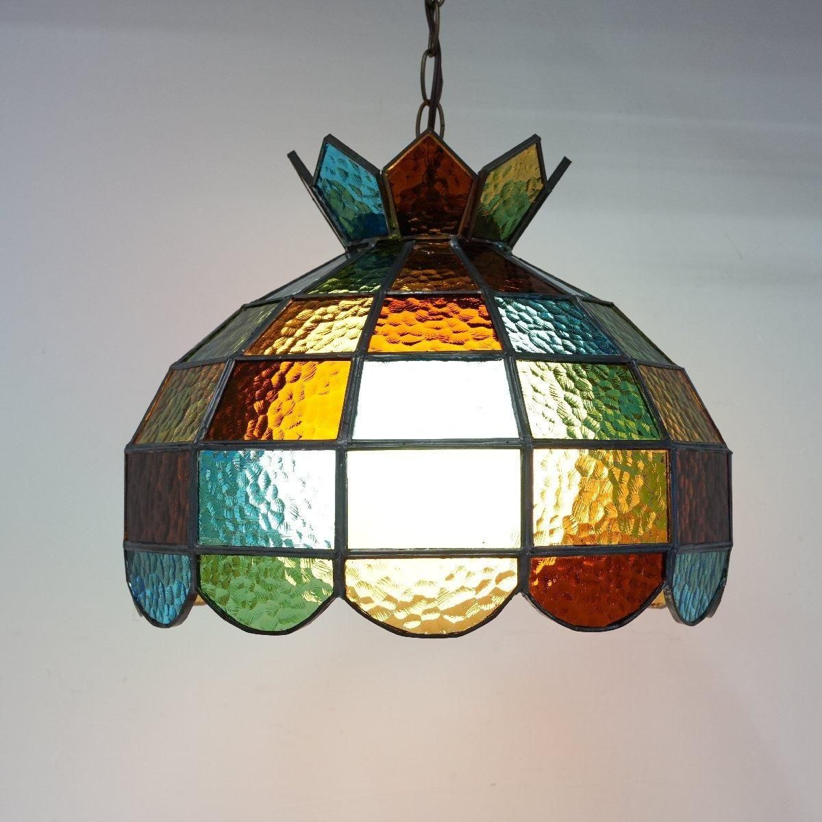 ヴィンテージ ペンダントランプ ステンドグラス -通販-ローズボール