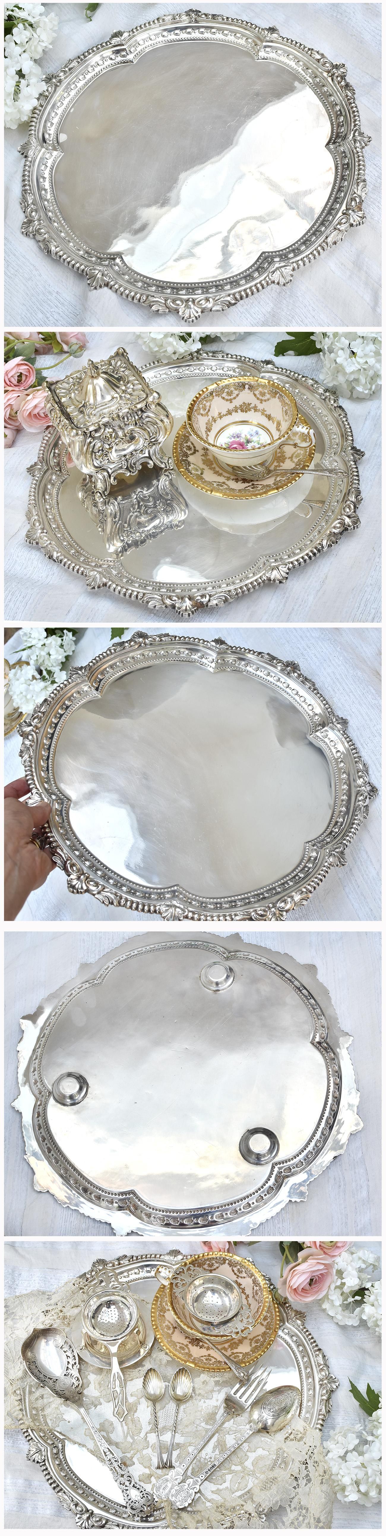 英国アンティーク銀器【シルバープレート】サルヴァ 32cm - Edwardian