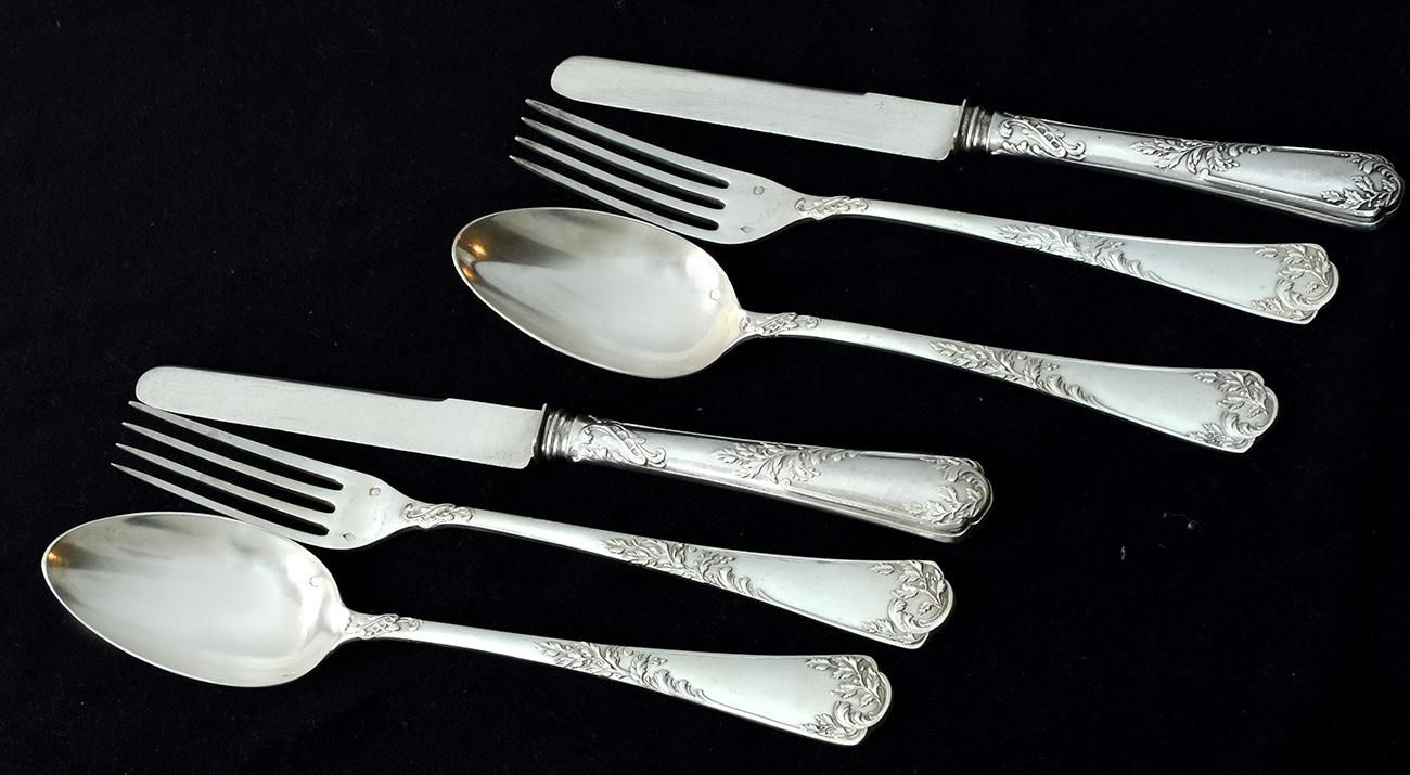 仏アンティーク銀器【銀950】デザートフォーク・スプーン・ナイフ2