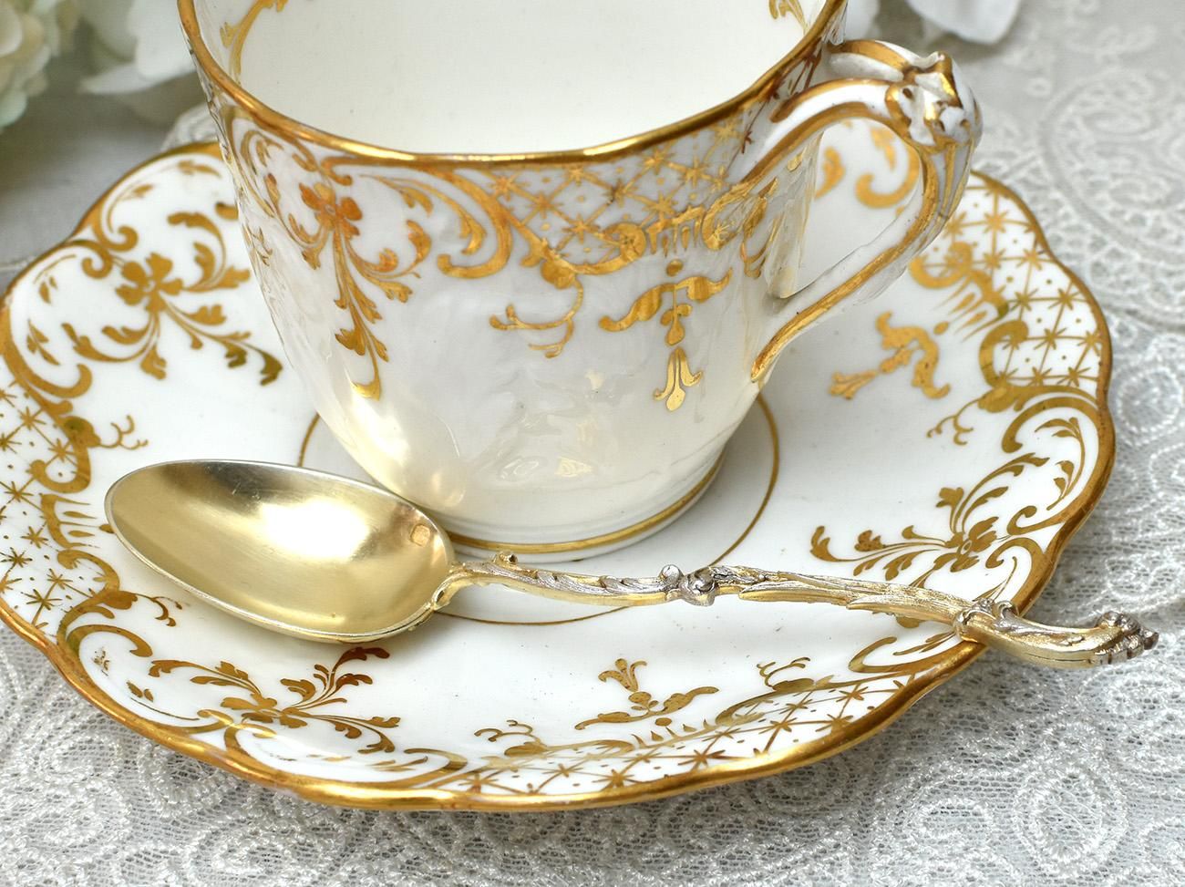 仏アンティークシルバー【純銀】ティースプーン2本◇Henin&Cie◇2本